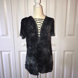 Soft and sexy tie dye cut string tee